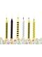 6 Assorted Black & Yellow Birthday Candles (6,5 cm)