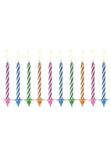 10 bougies classiques couleurs pastel