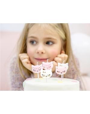 6 bougies d'anniversaire en forme de chat  - Meow Party