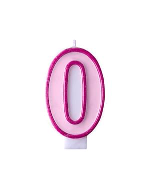 Broj 0 rođendan svijeća u ružičastom