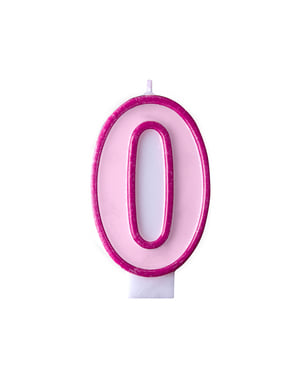 Number 0 birthday candle in pink