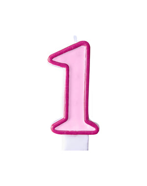 Номер 1 свічка дня народження в рожевому