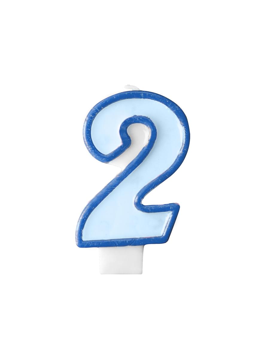 Bougie anniversaire bleu chiffre 2