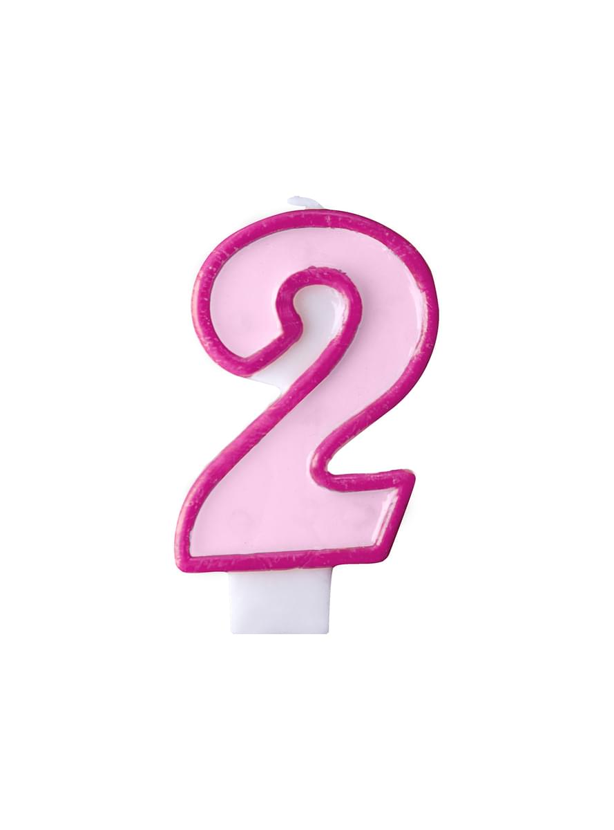 Vela de cumpleaños rosa número 2