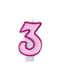 Numero 3 syntymäpäiväkynttilä pinkkinä