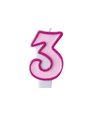 Номер 3 свічка дня народження в рожевому