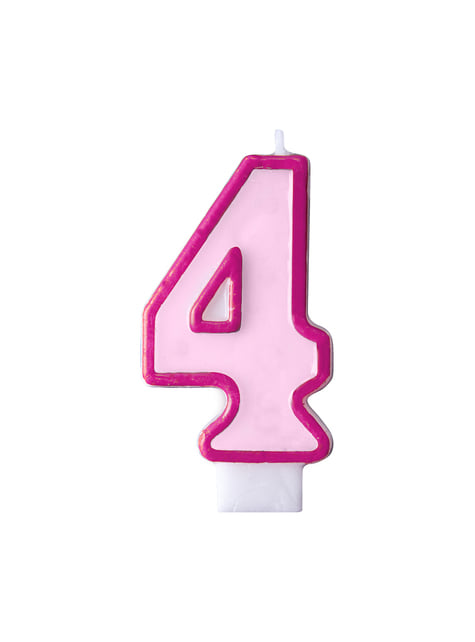 Number 4 birthday candle in pink