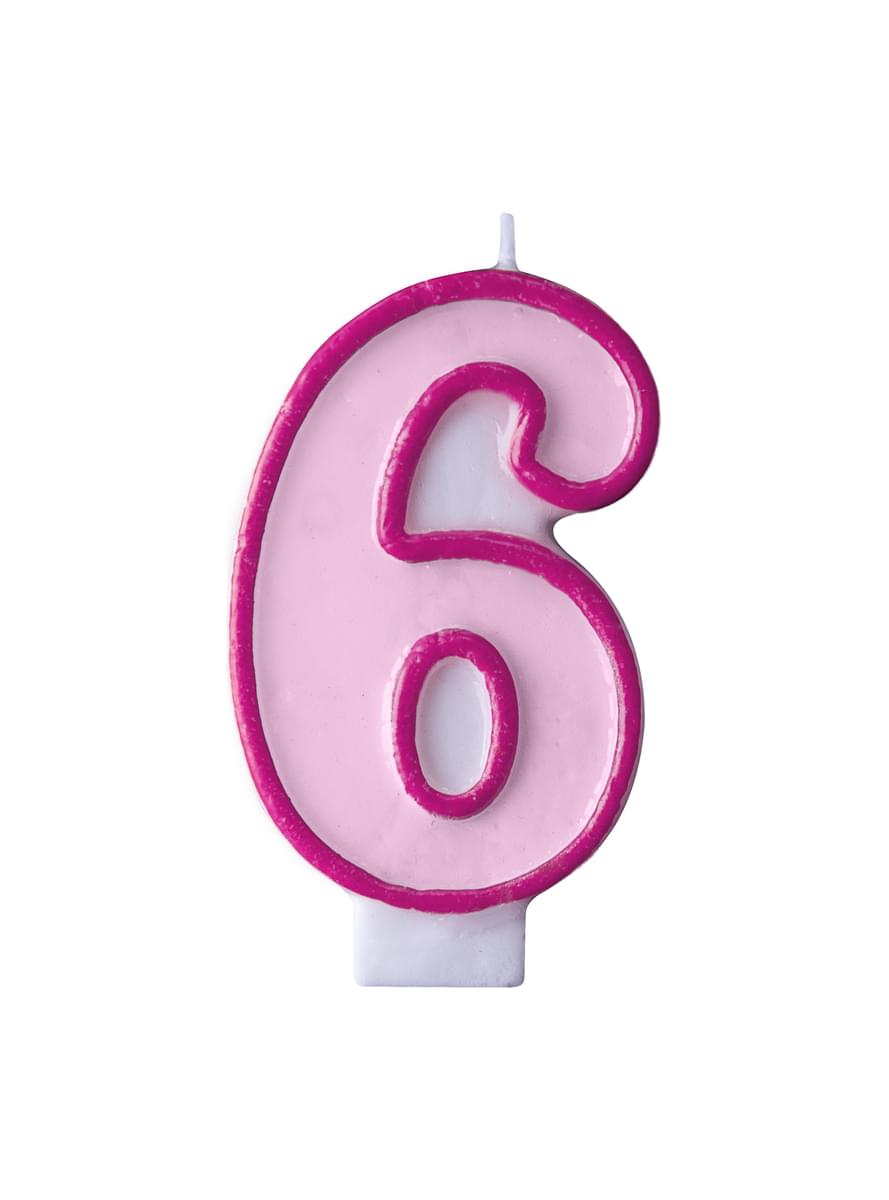 Number 6 születésnapi gyertya rózsaszín