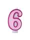 Vela de cumpleaños rosa número 6
