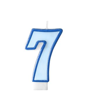 Number 7 birthday candle in blue