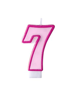 Number 7 birthday candle in pink