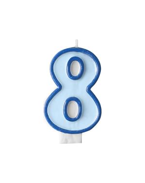 Number 8 birthday candle in blue
