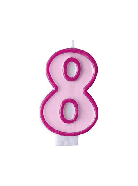ピンクの番号8の誕生日の蝋燭