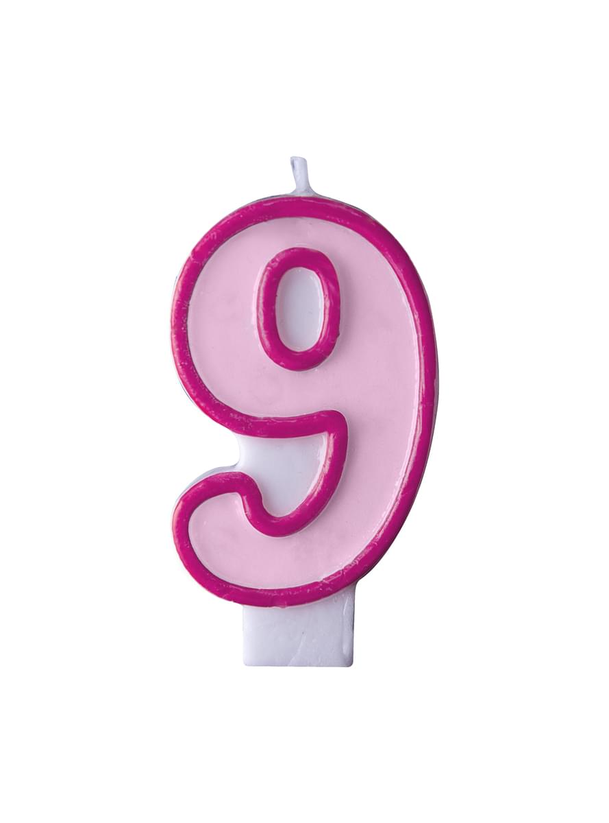 Vela de aniversário cor-de-rosa número 9