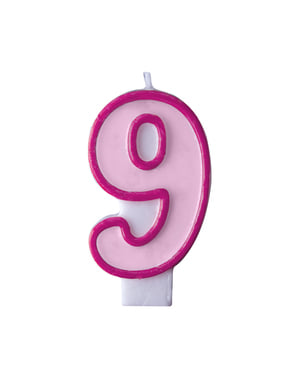 9. szám születésnapi gyertya rózsaszín