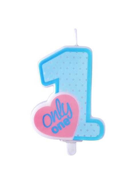 Sveča za rojstni dan "Only One" v modri barvi - Blue 1st Birthday