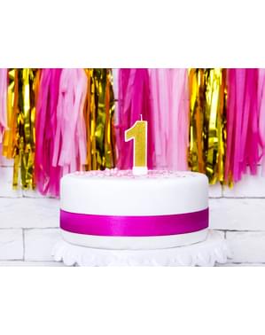 Bougie anniversaire dorée chiffre 1