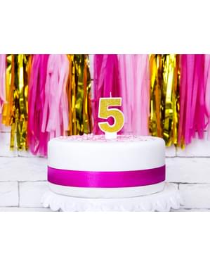 Vela de cumpleaños dorada número 5