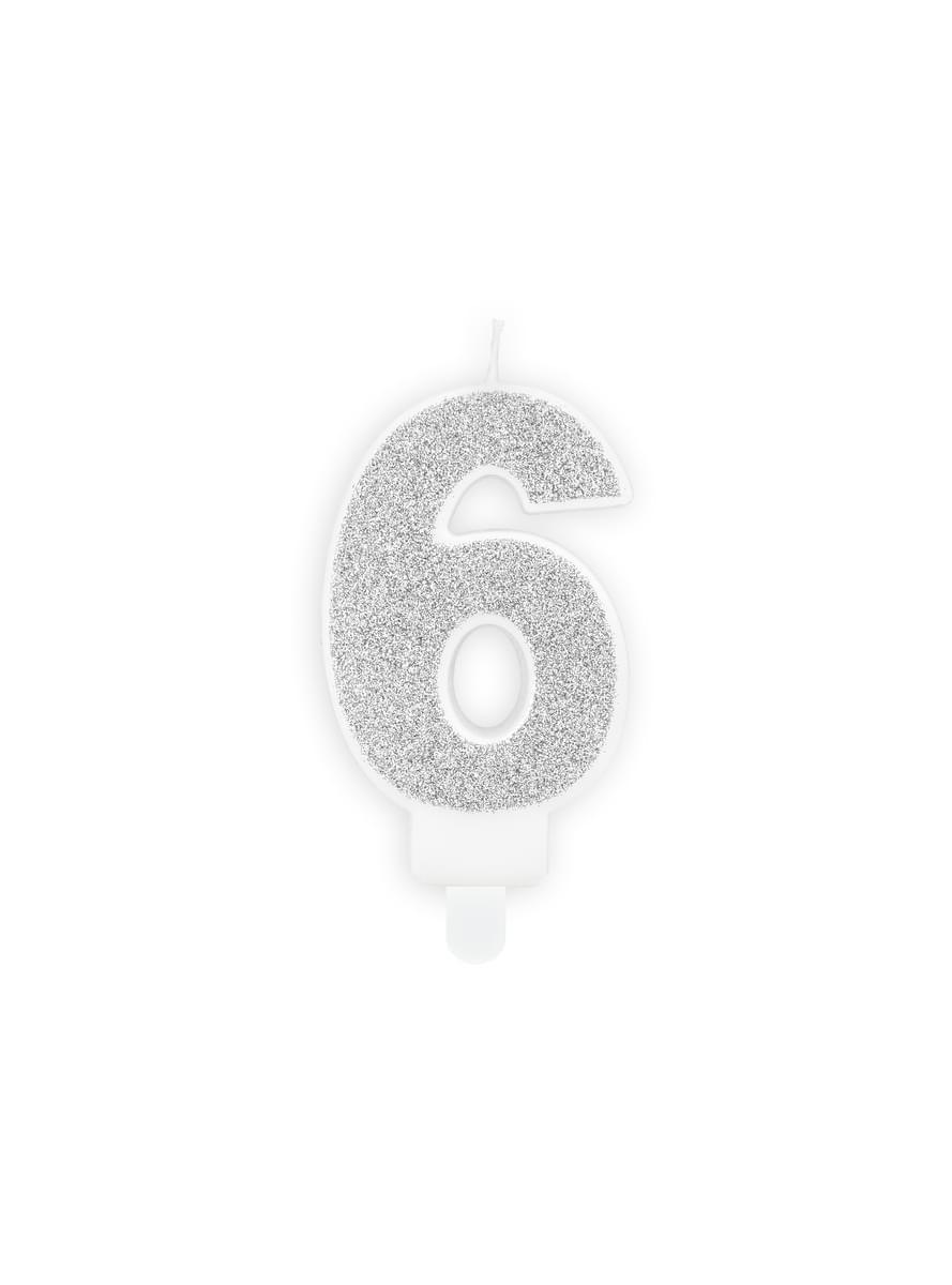 נר יום הולדת מספר 6 ב כסף