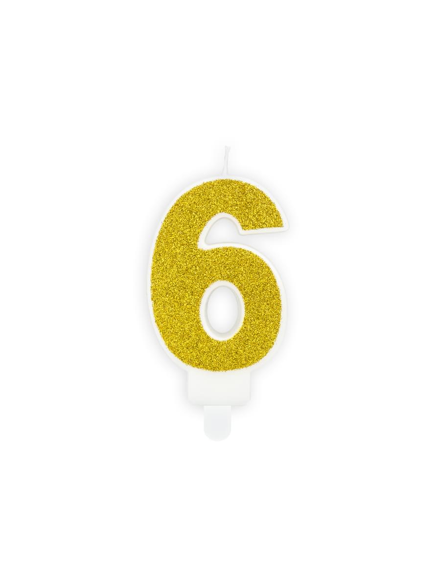 Sünnipäeva küünal number 6 kullas