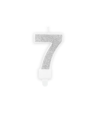 Number 7 birthday candle in silver