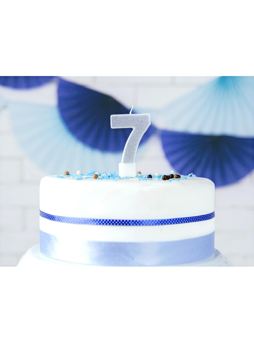7-es számú születésnapi gyertya ezüst