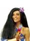 Black Hawaiian wig with orchid