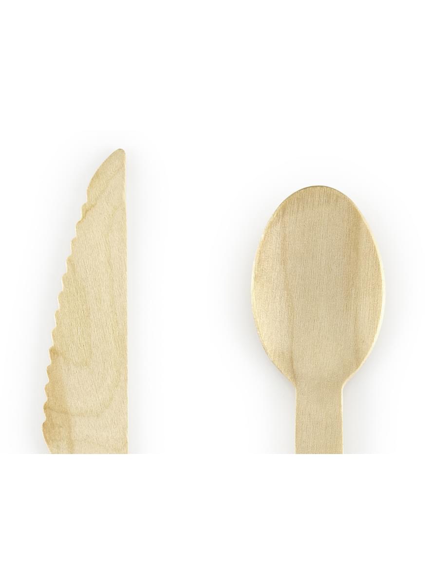 18-delige houten bestekset met gouden sterren - Nieuwjaars Collectie