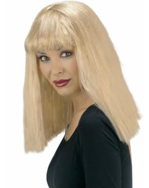 Straight blonde short wig with fringe