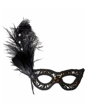 Leopard eye mask with feathers