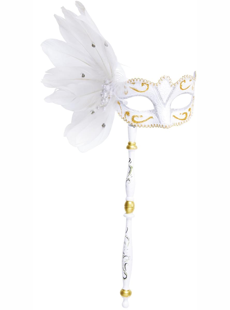 Masque vénitien blanc avec branche
