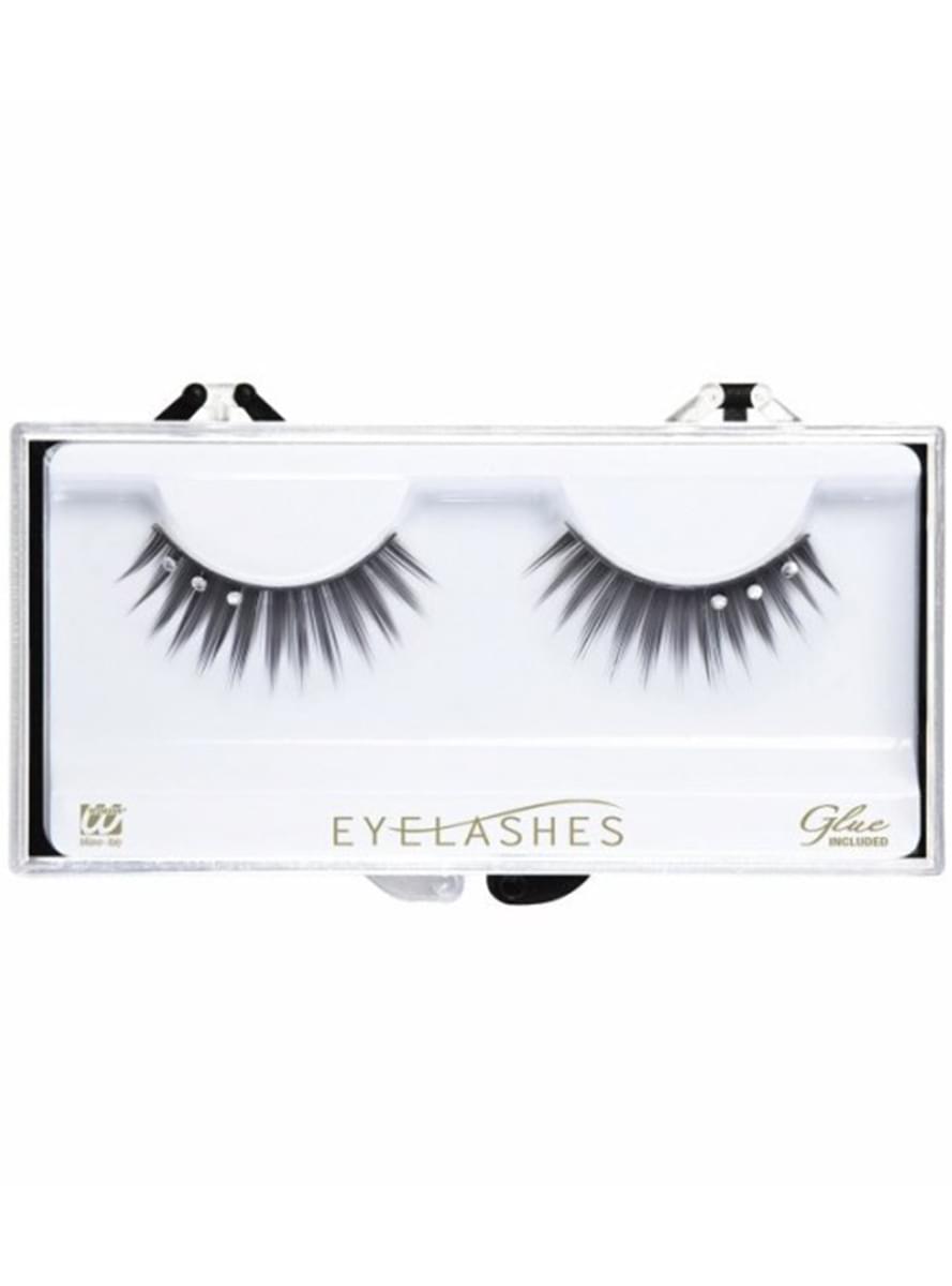 Black eyelashes with rhinestones