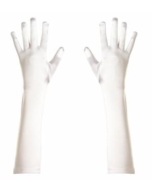 White stretch satin gloves
