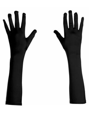 Luvas elásticas pretas de cetim