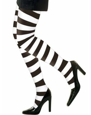 Collants pretos e brancos às riscas