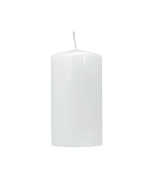 Set 6 Lilin Pilar Putih Glossy, 12 cm