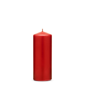 6'lı Kırmızı Sütun Mum Seti, 15 cm