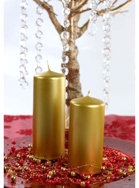 Red opaque pillar wax candle 15x6 cm