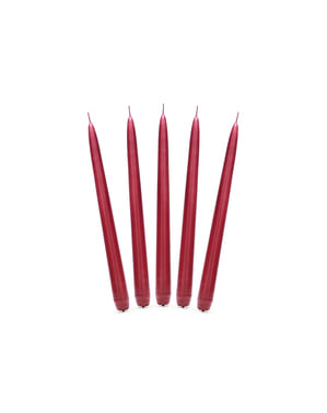 Set of 10 Matte Red Taper Candles, 24 cm