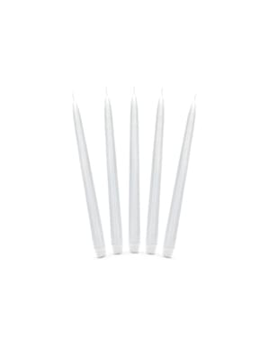 Set of 10 Matte White Taper Candles, 24 cm