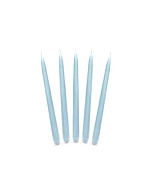 10 bougies bleu ciel mat de 24 cm