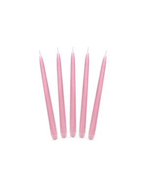 Set 10 pastelově růžových kuželových svíček,  24cm