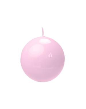 6 पेस्टल गुलाबी गेंद मोमबत्तियों का सेट, 8 सेमी