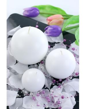 10 bougies rondes blanches de 6 cm