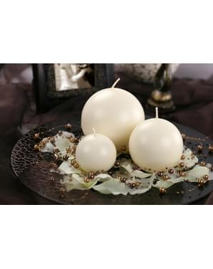 6 bougies rondes couleur crème de 8 cm