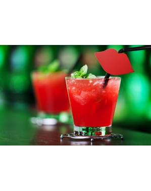 Set 6 Sedotan Minum Bibir Merah, Hitam
