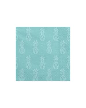20 guardanapos azuis com abacaxis de pape (33x33cm) - Aloha