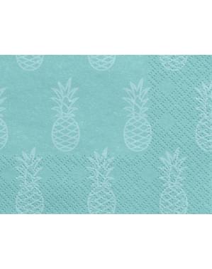 20 guardanapos azuis com abacaxis de pape (33x33cm) - Aloha