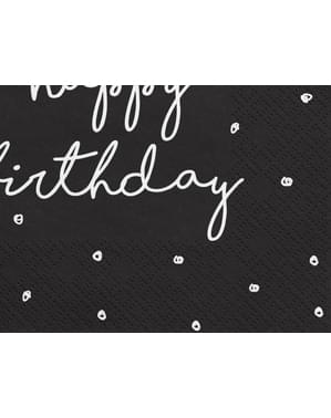Set 20 "Selamat Ulang Tahun" Kertas Serbet, Hitam - Selamat Ulang Tahun