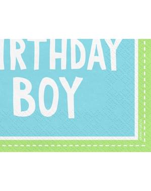 20 "प्रथम जन्मदिन का लड़का" पेपर नैपकिन, ब्लू - 1 जन्मदिन का सेट